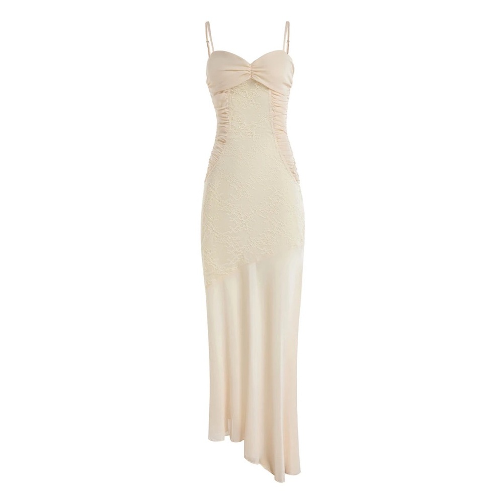 Elegant Cream Lace Evening Gown - Picture 6 of 6